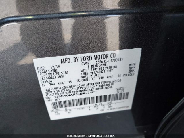 2FMPK4AP8LBA33421 Ford EDGE ST