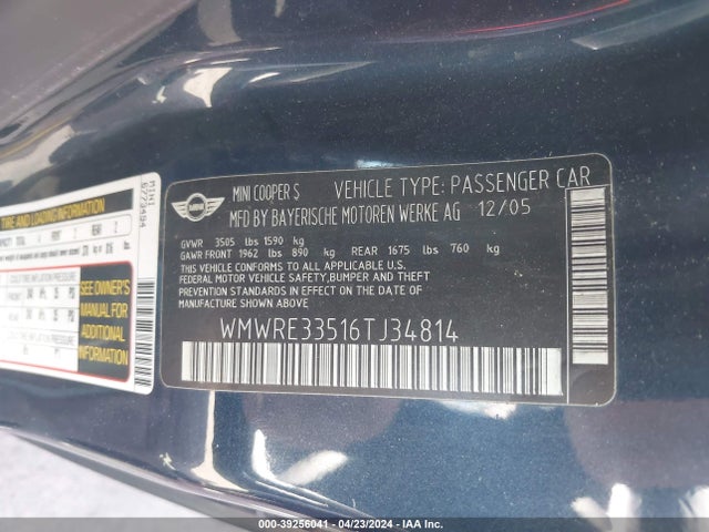 2006 MINI COOPER S WMWRE33516TJ34814 Photo 8