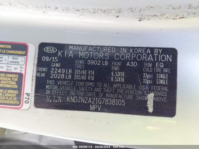 KIA Soul 2016 KNDJN2A21G7838105 Image 9