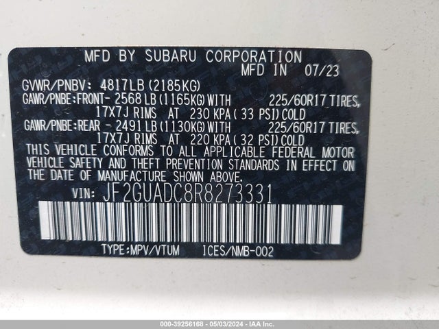 Subaru Crosstrek Premium 2024 JF2GUADC8R8273331 Image 9