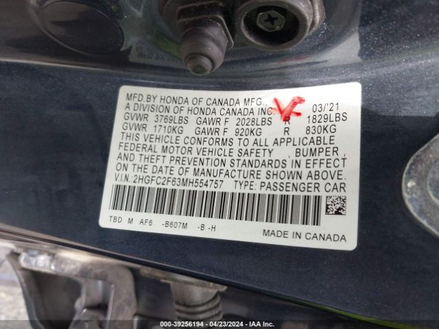 2HGFC2F63MH554757 Honda Civic Lx