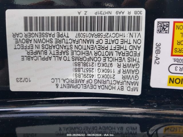 1HGCY2F58RA015097 Honda Accord Hybrid Sport