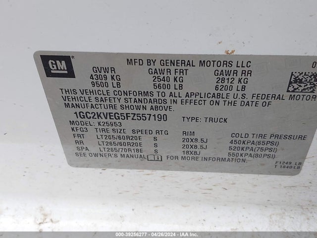 Chevrolet Silverado 2500hd Lt 2015 1GC2KVEG5FZ557190 Image 9