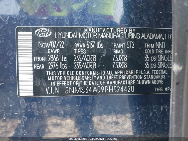 Hyundai Santa Fe Sel 2023 5NMS34AJ9PH524420 Image 9