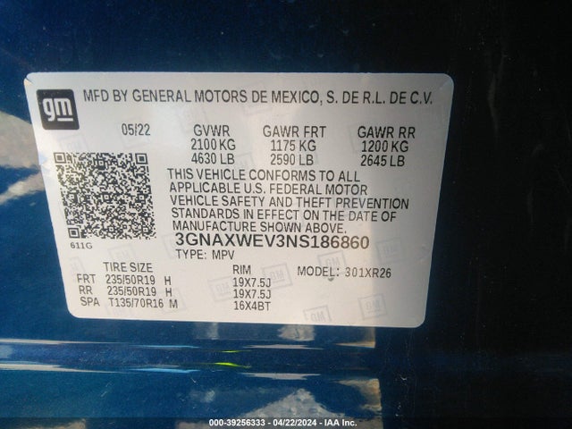 Chevrolet Equinox Awd Rs 2022 3GNAXWEV3NS186860 Image 9