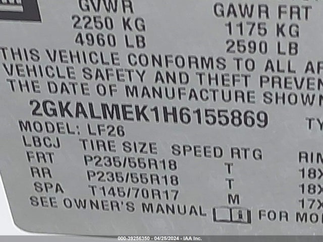 GMC Terrain Sle-1 2017 2GKALMEK1H6155869 Image 9
