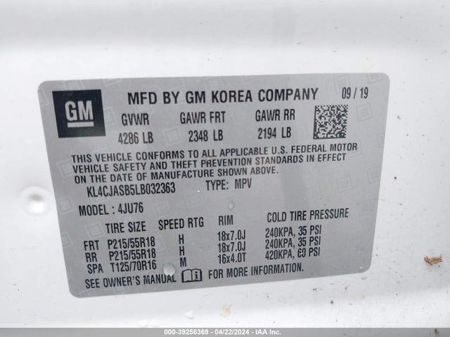 Buick Encore Fwd Preferred 2020 KL4CJASB5LB032363 Image 9