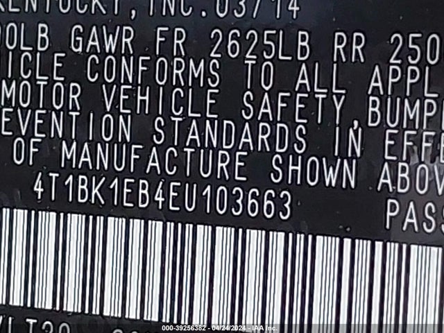 Toyota Avalon Xle Touring 2014 4T1BK1EB4EU103663 Image 9