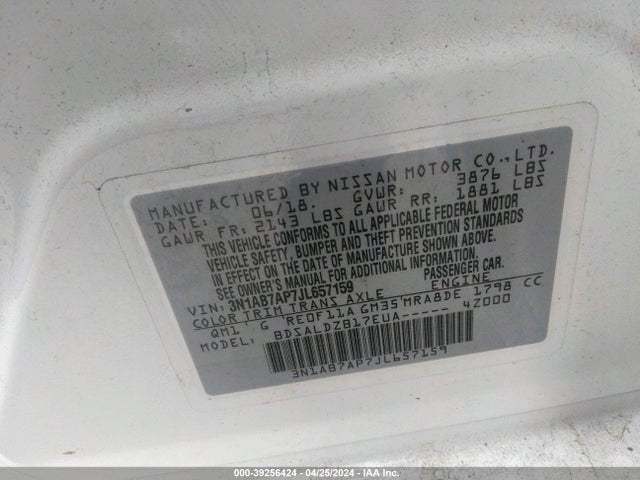 Nissan SENTRA SV 2018 3N1AB7AP7JL657159 Image 9