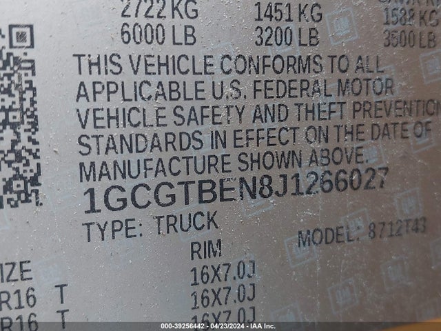 Chevrolet Colorado Wt 2018 1GCGTBEN8J1266027 Image 9