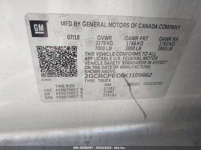 Chevrolet Silverado 1500 Ld Lt 2019 2GCRCPEC6K1109662 Image 9