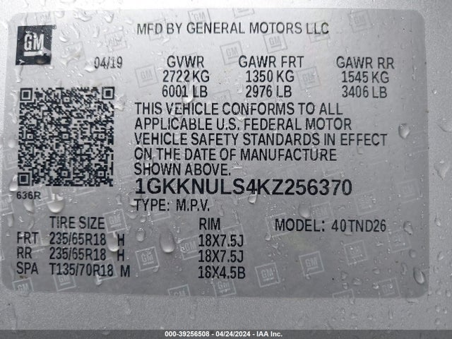 1GKKNULS4KZ256370 GMC Acadia Slt-1
