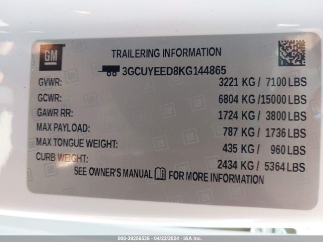 3GCUYEED8KG144865 Chevrolet Silverado 1500 Rst