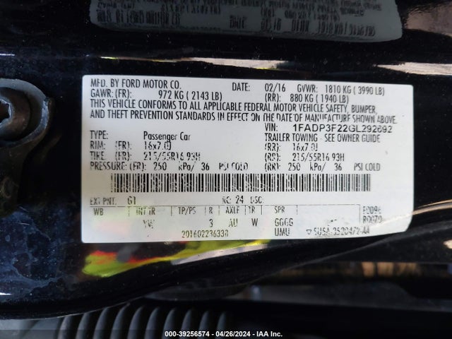 Ford FOCUS SE 2016 1FADP3F22GL292692 Image 9