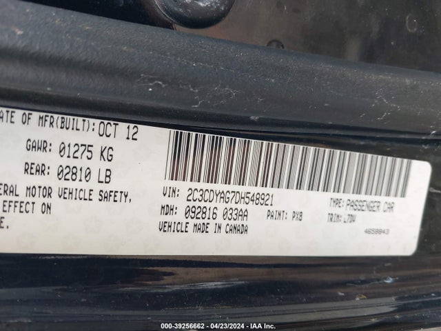 Aukcja sprzedaży 2013 Dodge Challenger Sxt, vin: 2C3CDYAG7DH548921, numer aukcji: 39256662