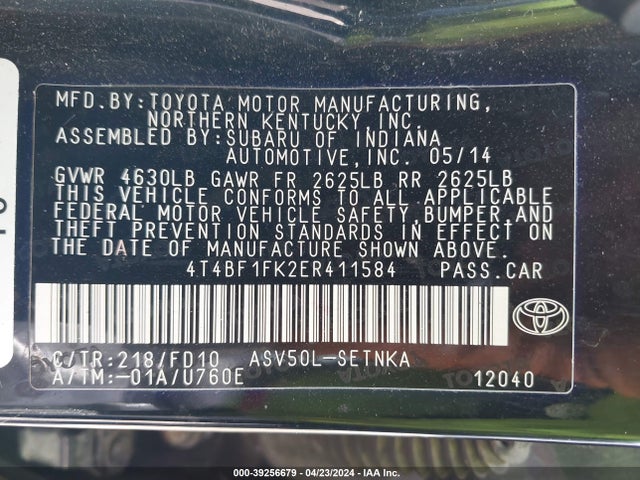 Toyota CAMRY LE 2014 4T4BF1FK2ER411584 Image 9