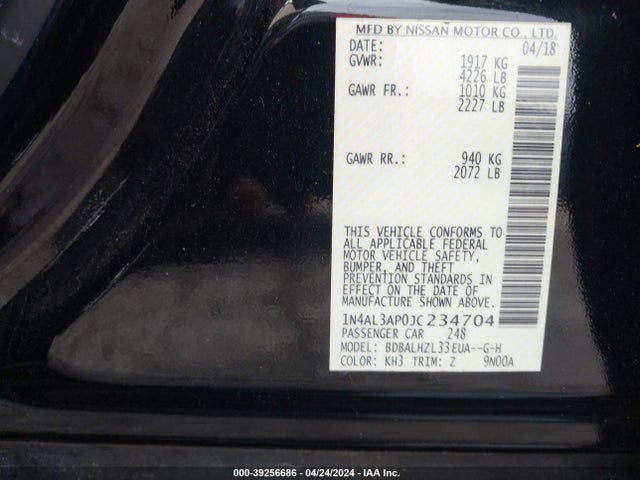 Nissan Altima 2.5 Sr 2018 1N4AL3AP0JC234704 Image 9