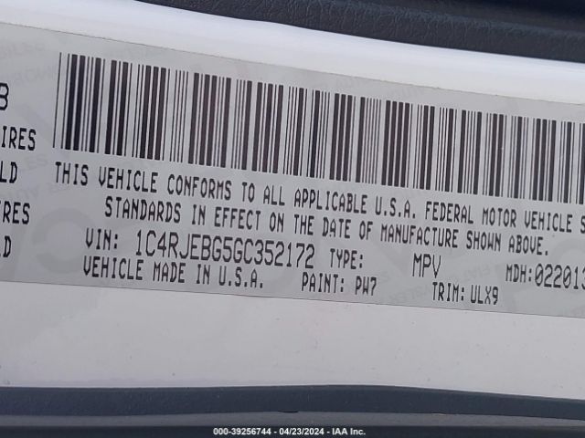 1C4RJEBG5GC352172 Jeep Grand Cherokee Limited