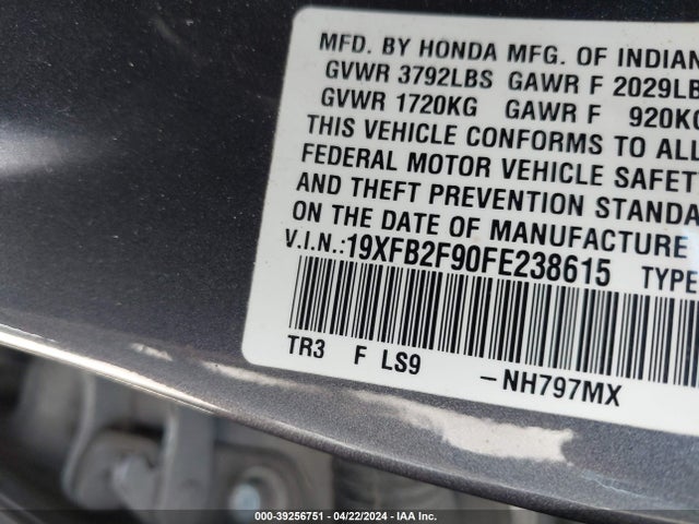 Honda Civic Ex-l 2015 19XFB2F90FE238615 Image 9