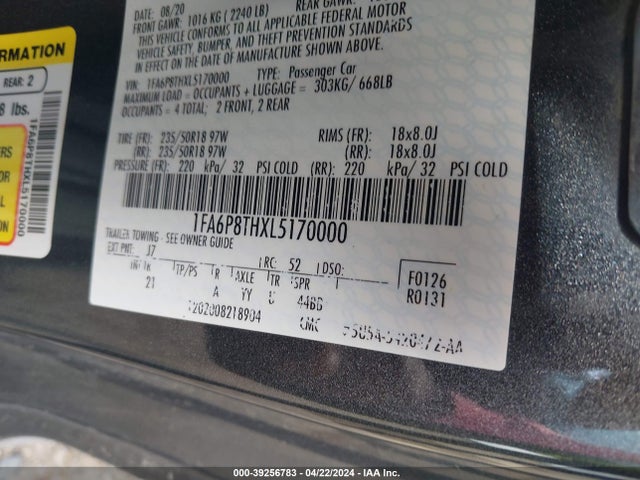 Ford Mustang Ecoboost Fastback 2020 1FA6P8THXL5170000 Image 9