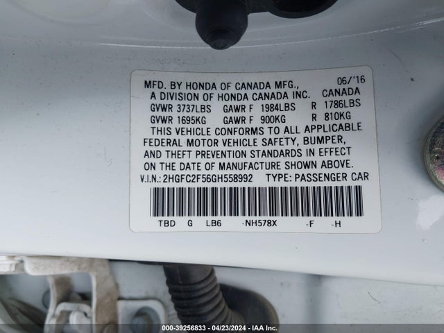 Honda Civic Lx 2016 2HGFC2F56GH558992 Image 9