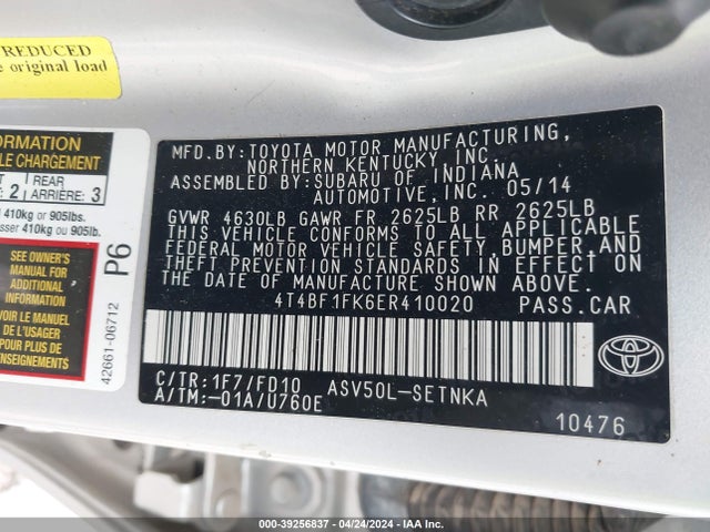 Toyota CAMRY LE 2014 4T4BF1FK6ER410020 Image 9