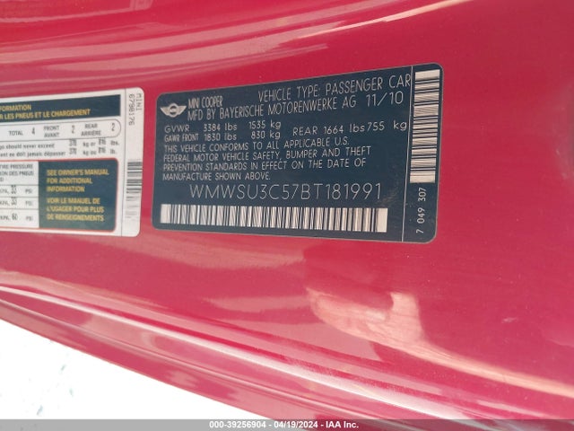 2011 MINI COOPER WMWSU3C57BT181991 Photo 8