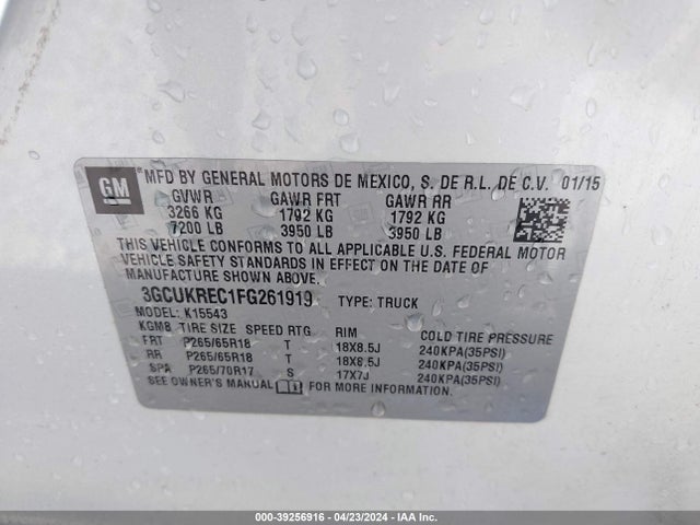 Chevrolet Silverado 1500 2lt 2015 3GCUKREC1FG261919 Image 9