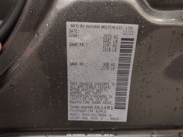 1N4BL4DW9RN361481 Nissan Altima Sv Intelligent Awd