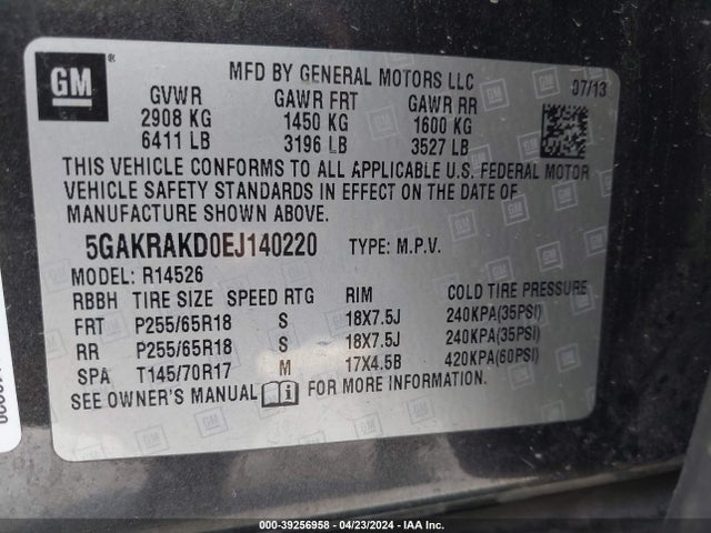 5GAKRAKD0EJ140220 Buick Enclave Convenience