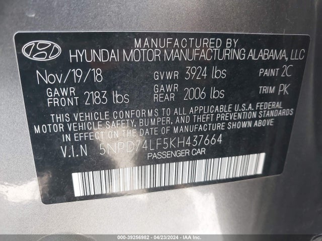 Hyundai ELANTRA SE 2019 5NPD74LF5KH437664 Image 9