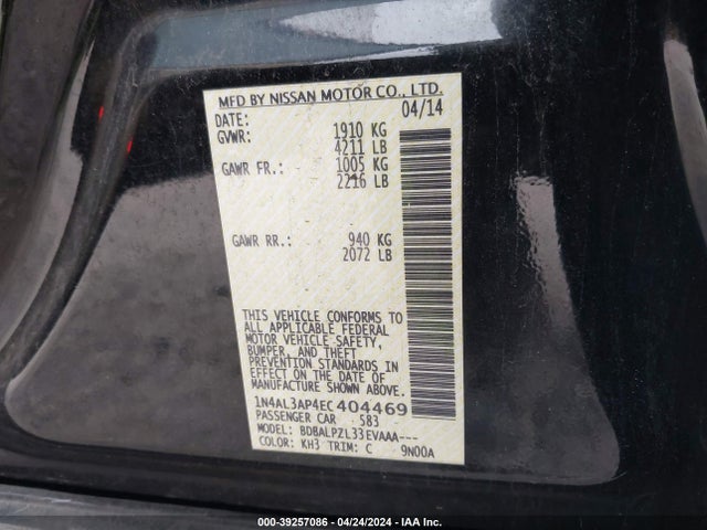 Nissan ALTIMA 2.5 2014 1N4AL3AP4EC404469 Image 9