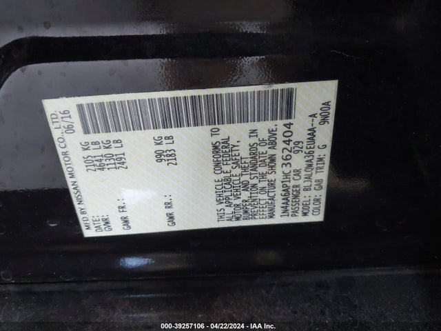 Nissan Maxima 3.5 S 2017 1N4AA6AP1HC362404 Image 9