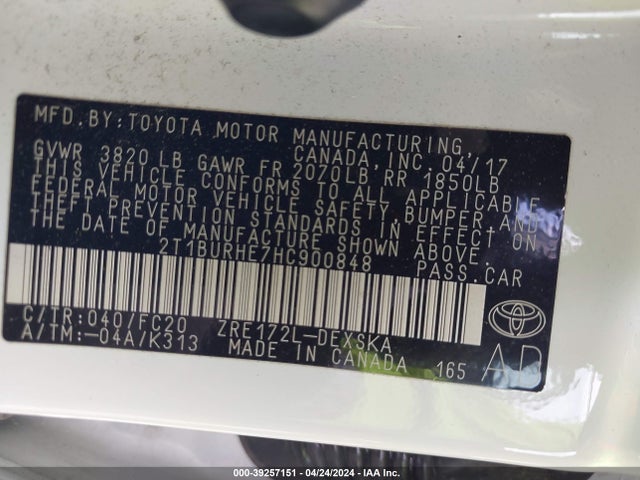 Toyota COROLLA SE 2017 2T1BURHE7HC900848 Image 9
