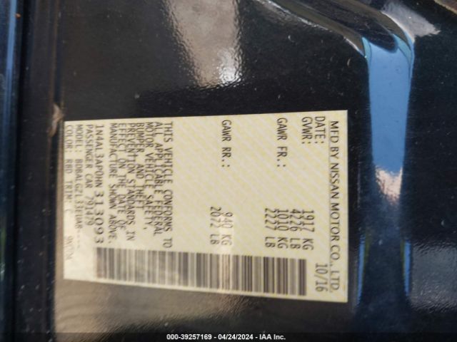 1N4AL3AP0HN313093 Nissan Altima 2.5/2.5 S/2.5 Sl/2.5 Sr/2.5 Sv