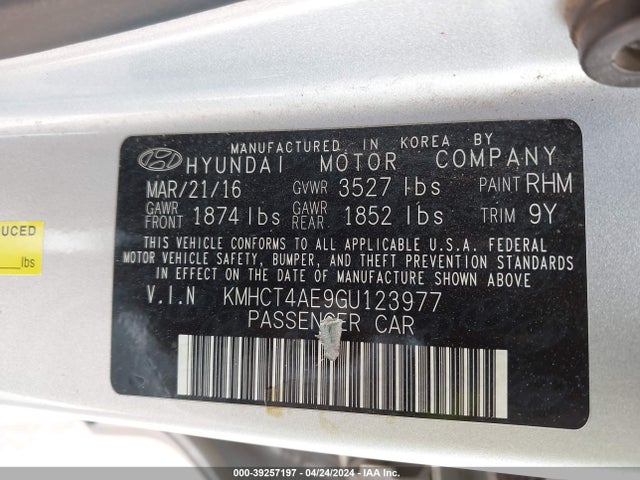 Hyundai ACCENT SE 2016 KMHCT4AE9GU123977 Image 9