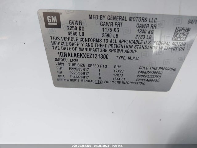 Chevrolet EQUINOX LS 2014 1GNALAEKXEZ131300 Image 9
