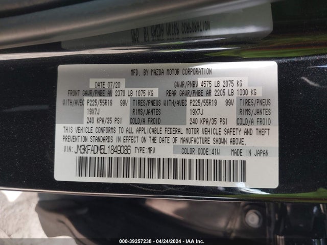 Mazda Cx-5 Grand Touring 2020 JM3KFADM5L1849086 Image 9
