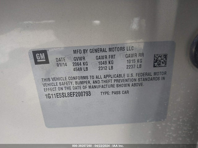 Chevrolet MALIBU 2LT 2014 1G11E5SL8EF200793 Image 9