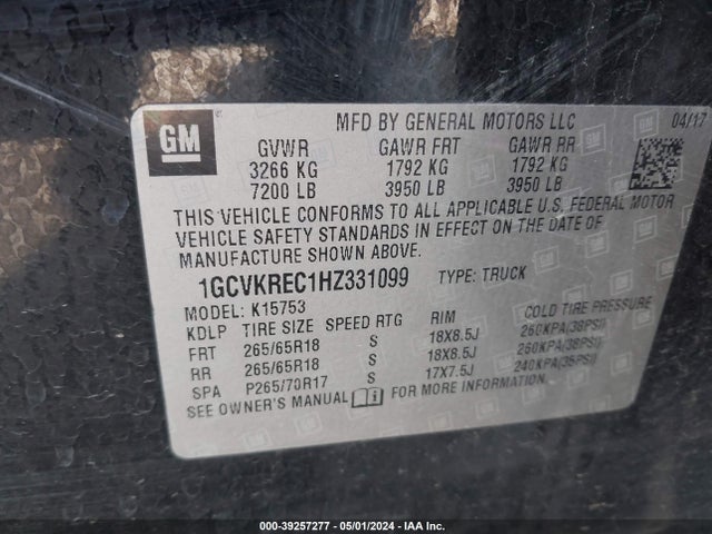 Chevrolet Silverado 1500 2lt 2017 1GCVKREC1HZ331099 Image 9