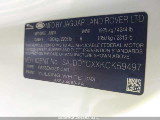 SAJDD1GXXKCK59497 Jaguar F-type P300