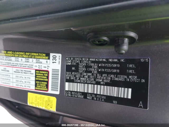 Toyota Sienna Se 8 Passenger 2015 5TDXK3DC3FS665480 Image 9