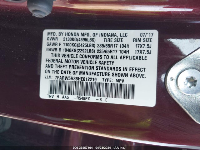 Honda CR-V LX 2017 7FARW5H36HE012219 Image 9