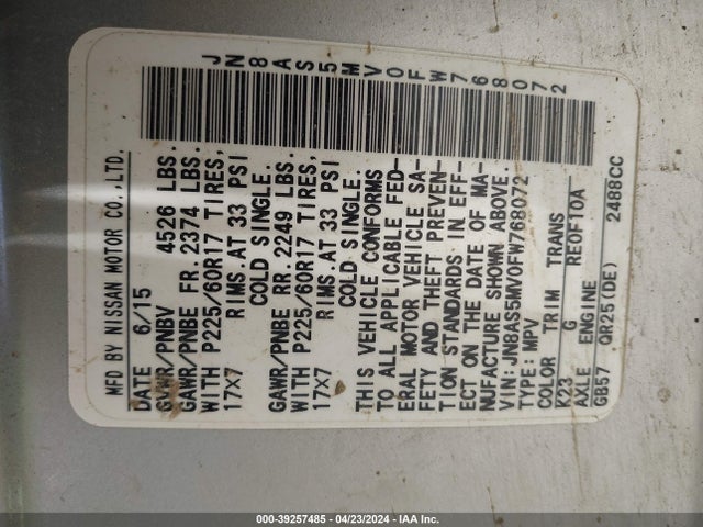 Nissan Rogue Select S 2015 JN8AS5MV0FW768072 Image 9
