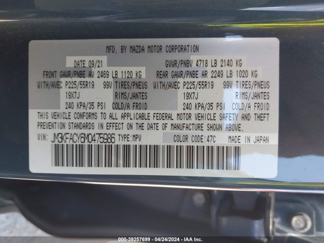Mazda Cx-5 Carbon Edition Turbo 2021 JM3KFACY6M0475986 Image 9
