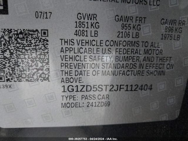 Chevrolet MALIBU LT 2018 1G1ZD5ST2JF112404 Image 9