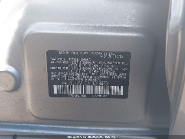 Subaru Crosstrek 2016 JF2GPABC7G8209420 Image 21