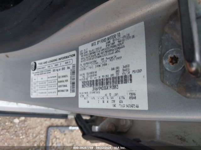 3FA6P0HD3GR192883 Ford FUSION SE