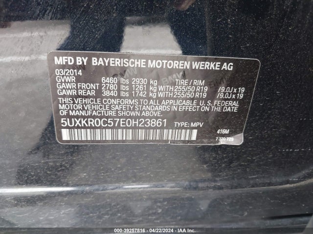 BMW X5 Xdrive35i 2014 5UXKR0C57E0H23861 Image 9
