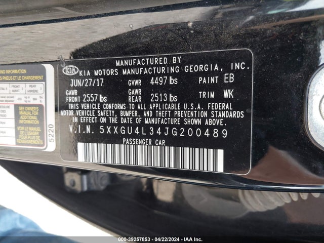 KIA OPTIMA EX 2018 5XXGU4L34JG200489 Image 9